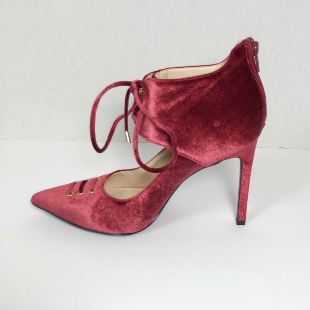 Dark rose velvet Nine West Heels.